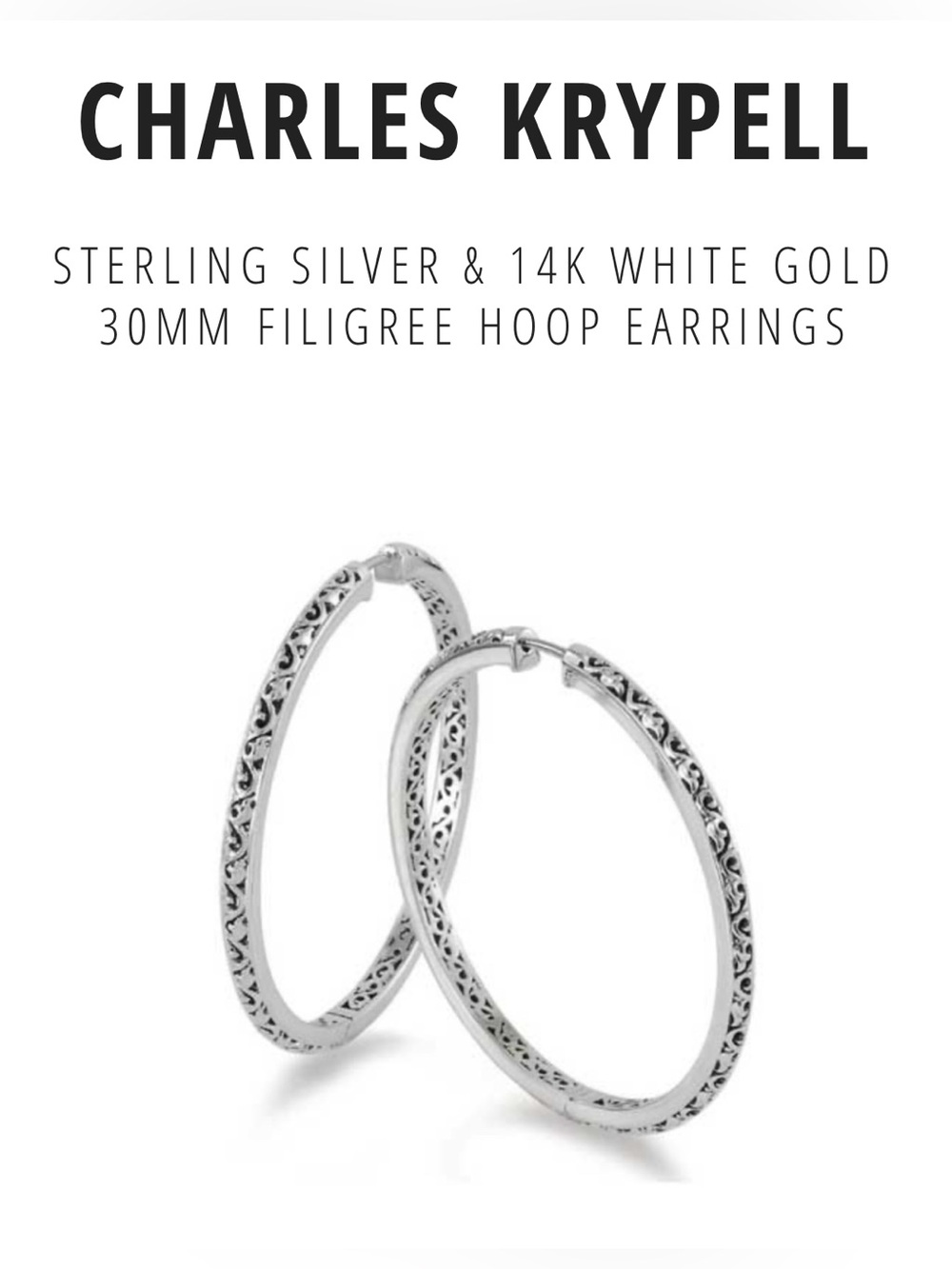 Charles Krypell Sterling Hoop with 14k post